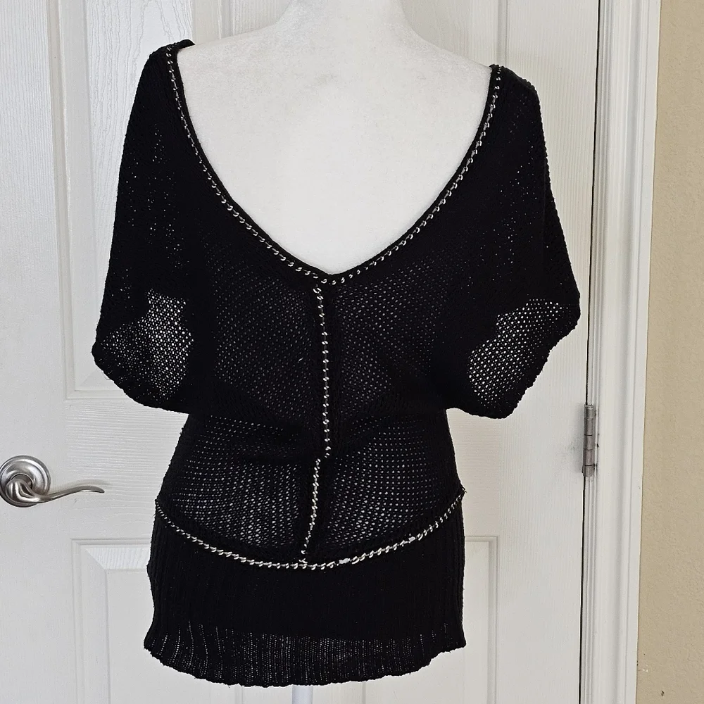 Love Stitch Net Weave Crotchet Sweater Black Size S - Picture 5 of 13